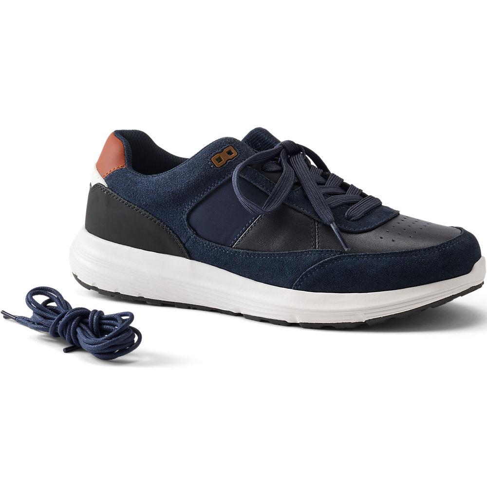 Veloursleder/Leder-Sneaker für Herren, Herren, size: regular, Blau, Leder/Rauleder, by Lands' End