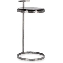 Beistelltisch Zayla aus Metall, rundes Design mit Glasplatte, silber, Ø 31 cm, modern