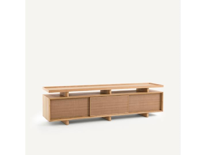AM.PM Meuble TV enfilade chêne, plaqué et cuir, Propono Beige
