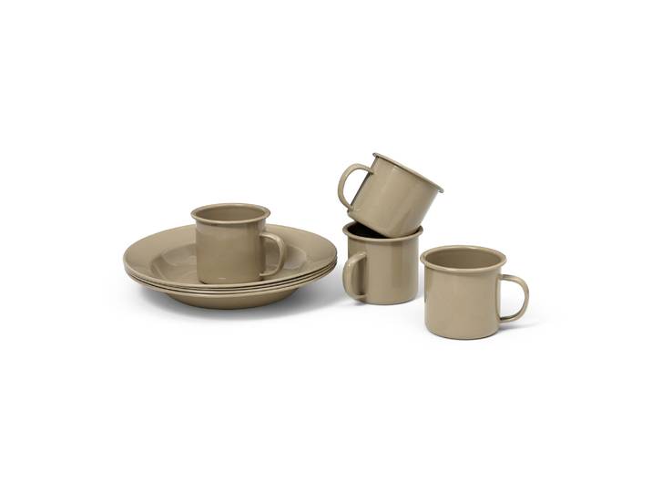 Ferm Living - Set vaisselle Yard - Beige - Acier émaillé