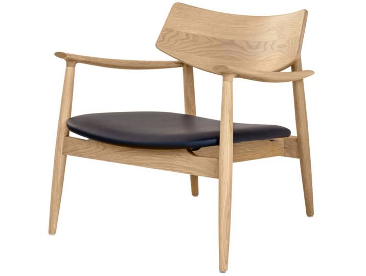 Fauteuil lounge en chêne naturel et pu noir