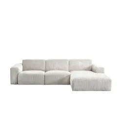 Ecksofa im modernen Breitcord Valja ¦ beige ¦ Maße (cm): B: 297 H: 75 T: 160.0