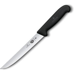 Victorinox Fleischmesser Fibrox 5.2803.15B, 15 cm Edelstahlklinge mit glattem Schliff und Kunststoffgriff