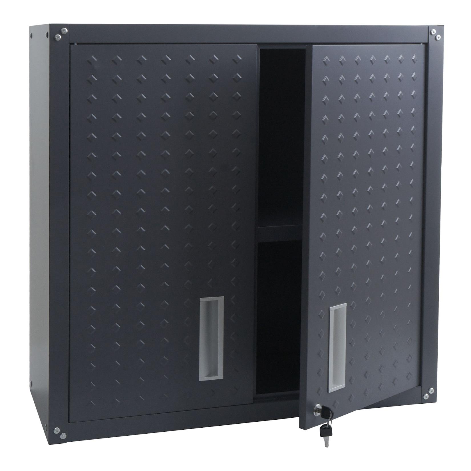 Hängeschrank MCW-O52, Wandschrank Lagerschrank Bücherschrank, abschließbar Stahl 77x77x31cm ~ dunkelgrau