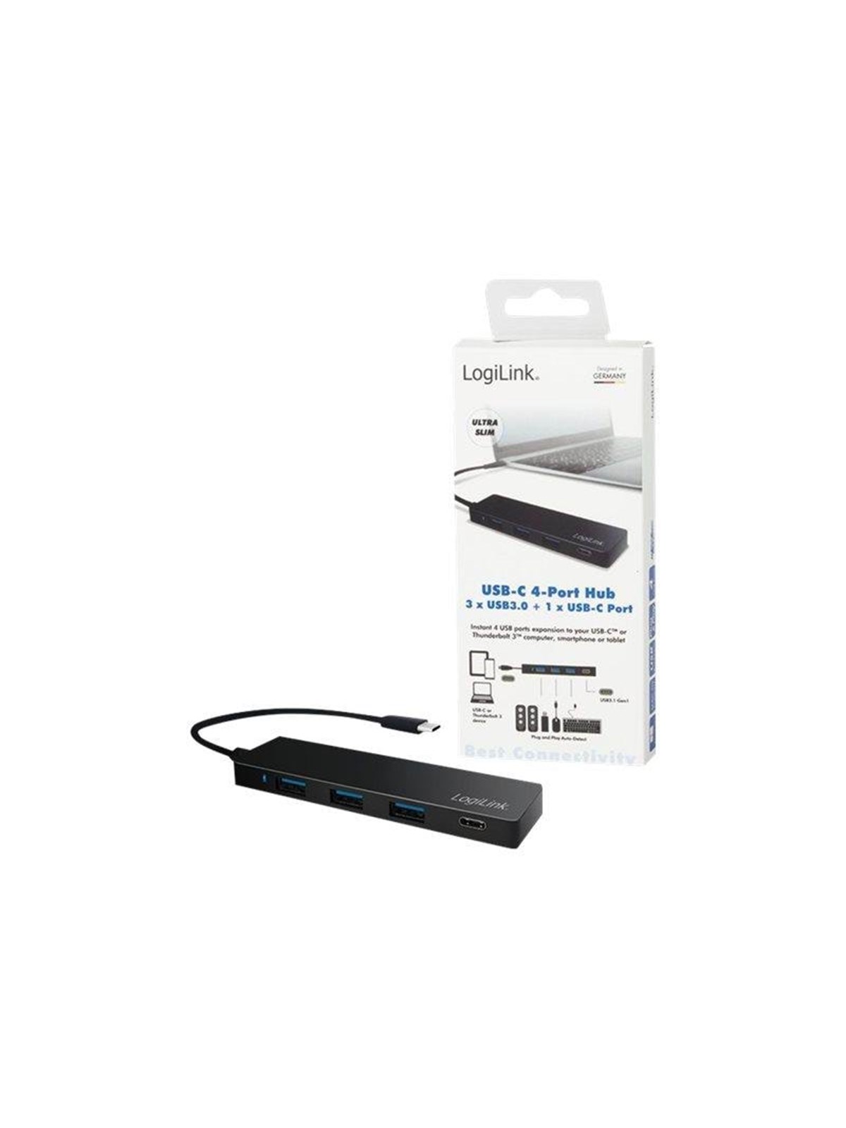 LogiLink Ultra-slim USB 3.2 Gen 1x1 USB-C 4-port hub USB-Hubs - 4 - Schwarz