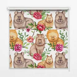 INNENROLLO - Fensterrollo - Rollo - 100x140 cm - Hunde zwischen den Blumen