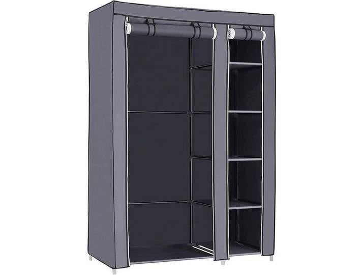 Armoire de Rangement Penderie de vêtement Pliable en Toile XL 110 x 45 x 175 cm Gris LSF007G Gris PENDERIE SOUPLE