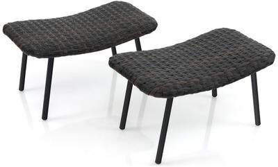 Costway All Weather Outdoor Ottomans Set Patio Footrest Seats Set with Sturdy Metal Legs -Brown
