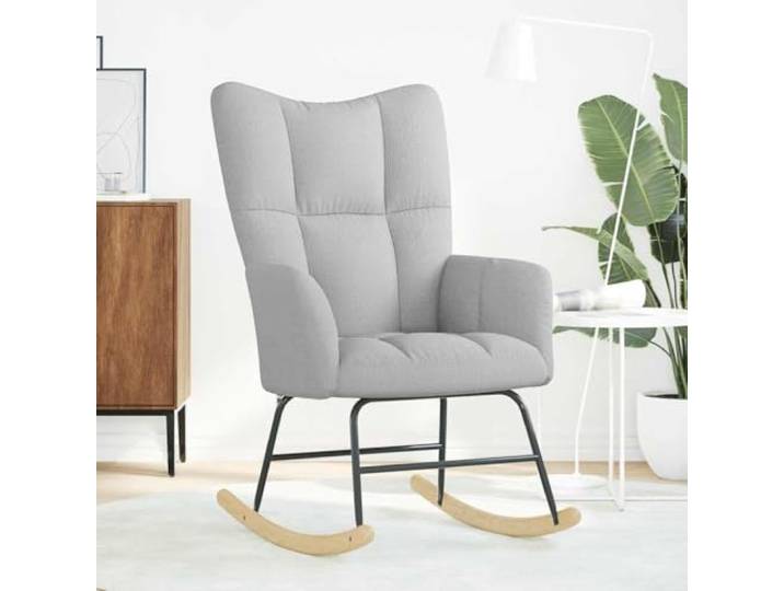 Grau Schaukelstuhl aus Polyester, Holz-Metallgestell Dick gepolsterte, fließende Schwingung, für Wohnzimmer, Esszimmer, Freizeit