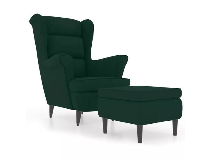 VidaXL - Sessel mit hocker samt, One Size, Dunkelgrün