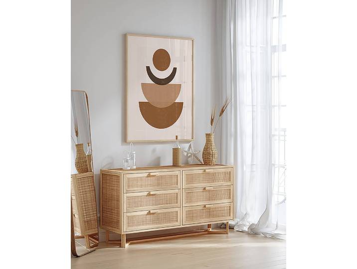 Tableau déco Abstract Geometric Beige Matériau : Matière plastique, Bois massif Surface en bois : Laqué Type de matière synthétique : Verre