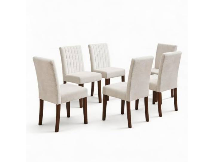 GarveeHome Esszimmerstühle 4er-Set Leinen Holzbeine Knopfsteppung Beige Knopfsteppung, Sitzkomfort, stabile Konstruktion, Grau-Beige, Landhausstil
