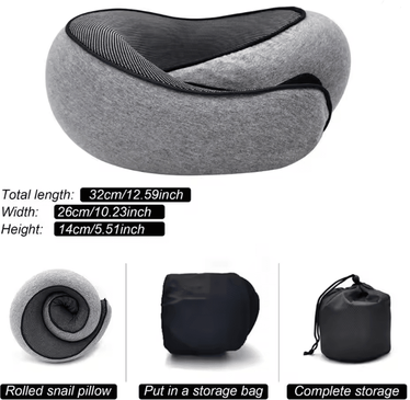 Inspire Essentials Memory Foam Neck Pillow With Head Support Cushion For Travel And Home Comfort gray