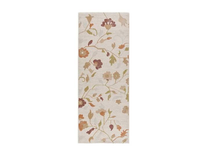 Tapis de couloir motifs floraux multicolore / beige 80x200 cm
