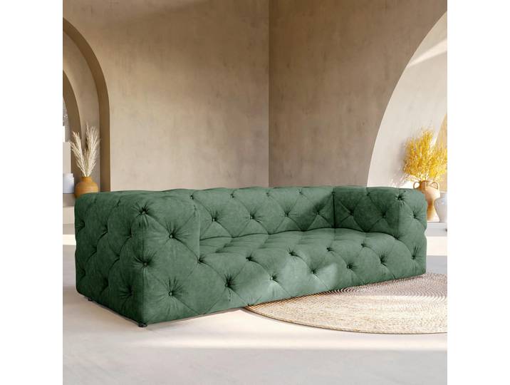 P & B 3-Sitzer-Sofa, Waldgrün, Kunststoff, 230x71x100 cm, Made in EU, Made in Europe, Armteil links, Armteil rechts, Wohnzimmer, Sofas & Couches, 3er Sofas