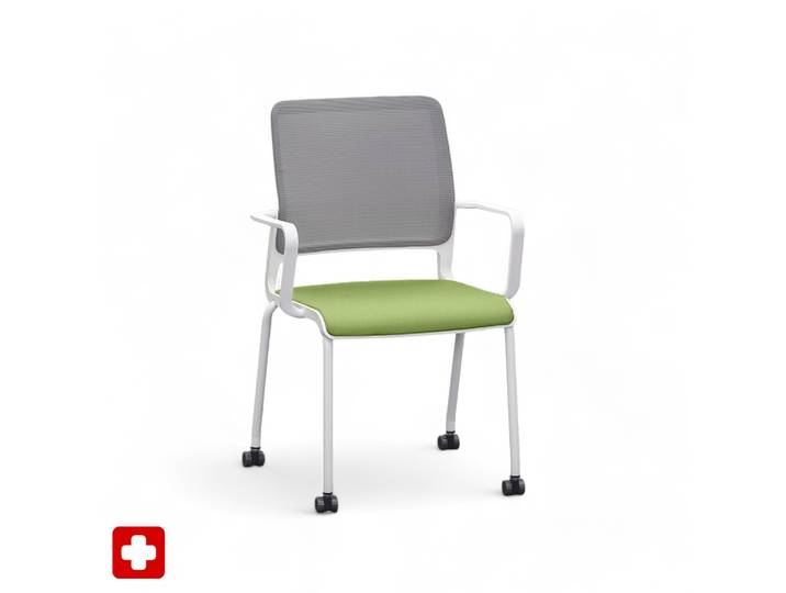 4-leg chairs Sitag SitagXilium Mesh Green with fixed armrests, New - Perfect for office and reception