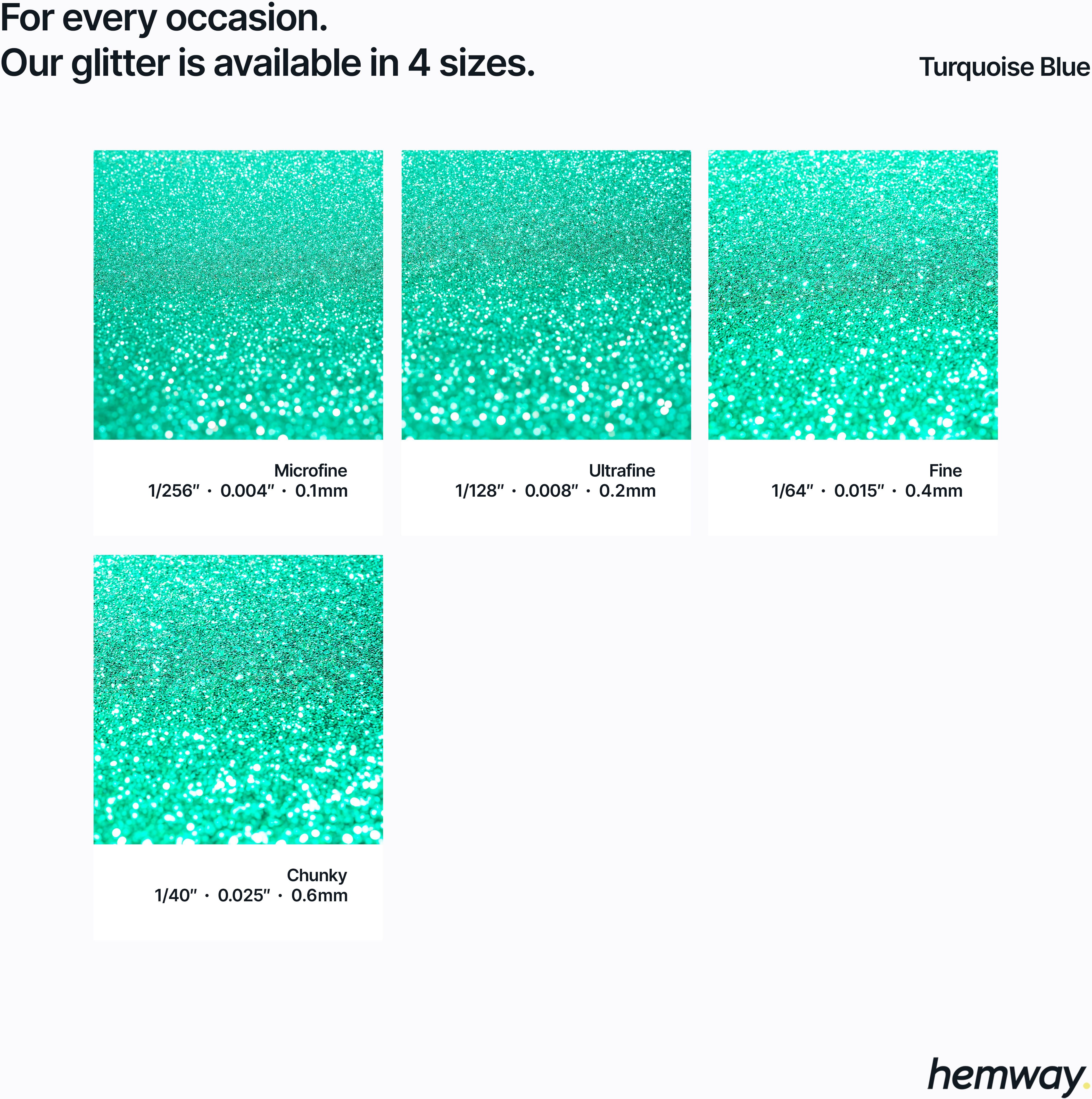Hemway Glitter For Tile Grout 100g / 3.5oz   Turquoise Blue   Waterproof   Fade Resistant - Turquoise Blue - Fine 100g