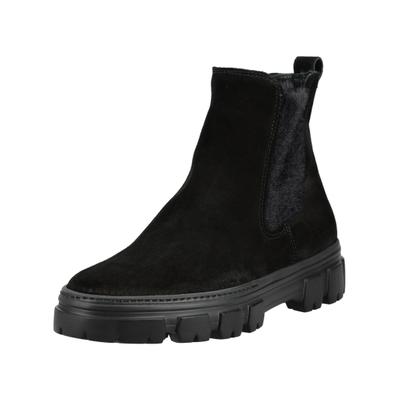Stiefelette PAUL GREEN "Paul Green Stiefelette Veloursleder/Textil", Damen, Gr. 42,5, Textil, schwarz, Textil, Veloursleder, Schuhe Stiefelette