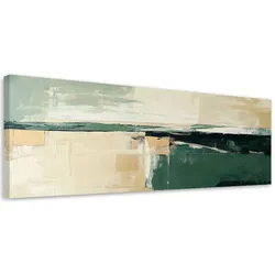 LEINWANDBILD Abstrakter Grün Beige Gold Loft 90x30cm