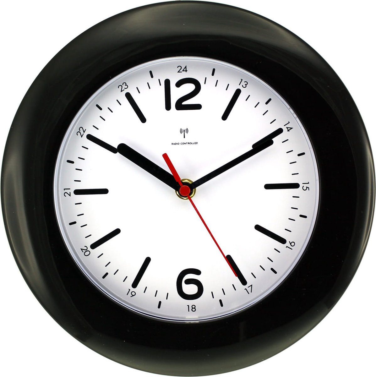 MPM Quality E01 Wandklok Zwart Radiogestuurd Kwarcmechanisme