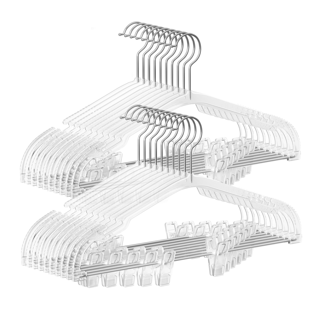 SONGMICS Hosenbügel 30 Stück 40,6 x 22,5 cm mit drehbaren Haken transparent CRP075W01