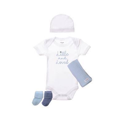 Erstausstattungspaket LILIPUT "Little and Loved", Mädchen, Gr. 50/56, weiß (weiß, blau), 100% Baumwolle, KOB Set-Artikel Erstausstattungspaket, mit niedlichem Print
