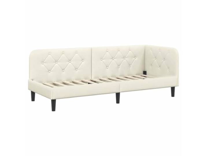 PUGYNBK Eckbettgestell Creme, 80 x 200 cm, Samt Wendbare Armlehne, Schlafsofa, minimalistisches Design, platzsparend