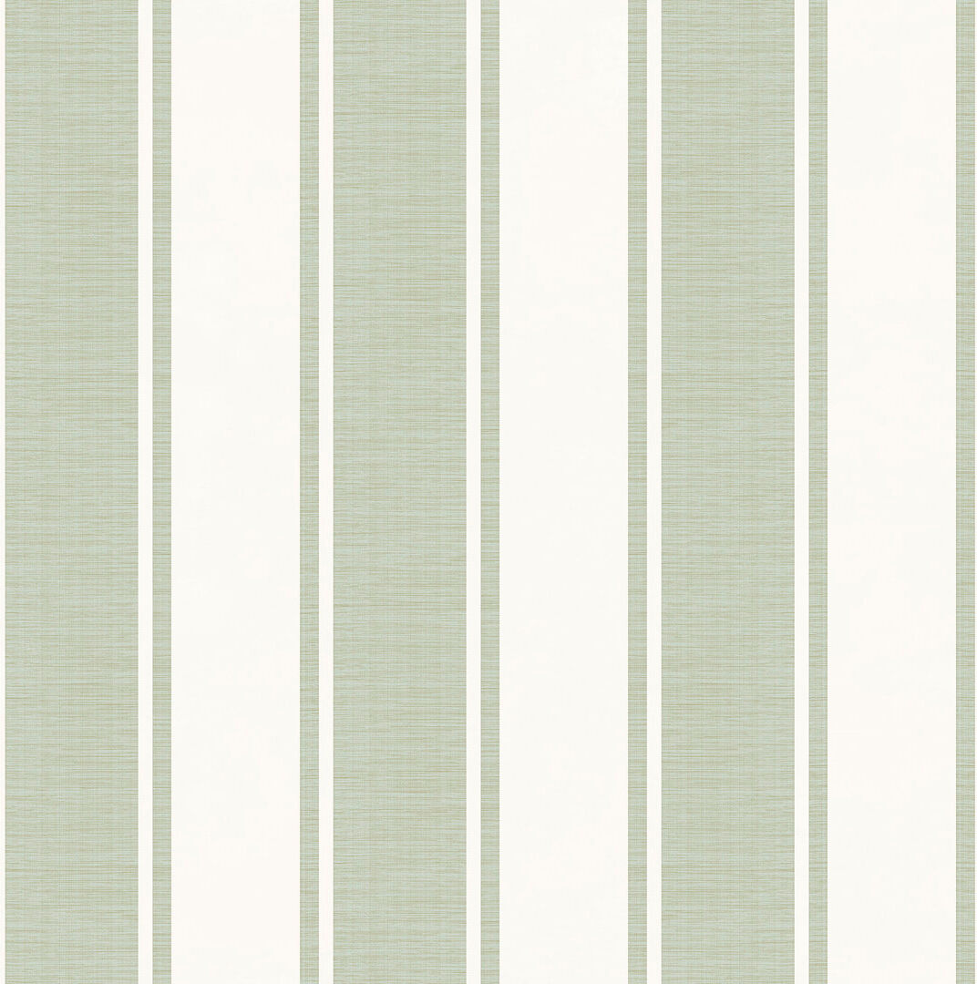 Lily Manor Elgin Classic Stripe Design Embossed Satin 10m x 53cm Wallpaper Roll Green/White