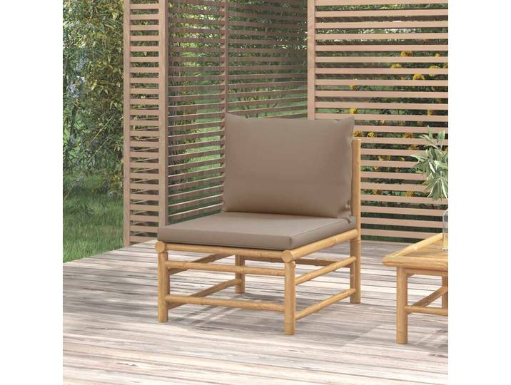 vidaXL Garten-Mittelsofa mit Taupe Kissen Bambus