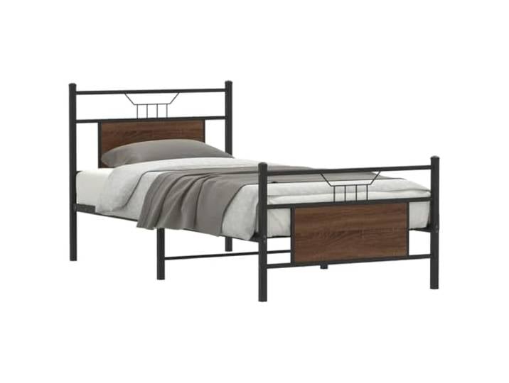 Bettgestell Ohne Matratze Braun Eiche 75x190 cm Holzwerkstoff Stahlrahmen Stabil, Lattenrost Inklusive, Stauraum Unter Dem Bett, Für Schlafzimmer