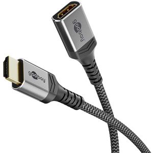Goobay HDMI-Kabel 79103 HDMI 2.1, vergoldete Stecker, 8K UHD bei 60Hz, 48 Gbit/s, HDMI Stecker auf HDMI Buchse, 0,5m