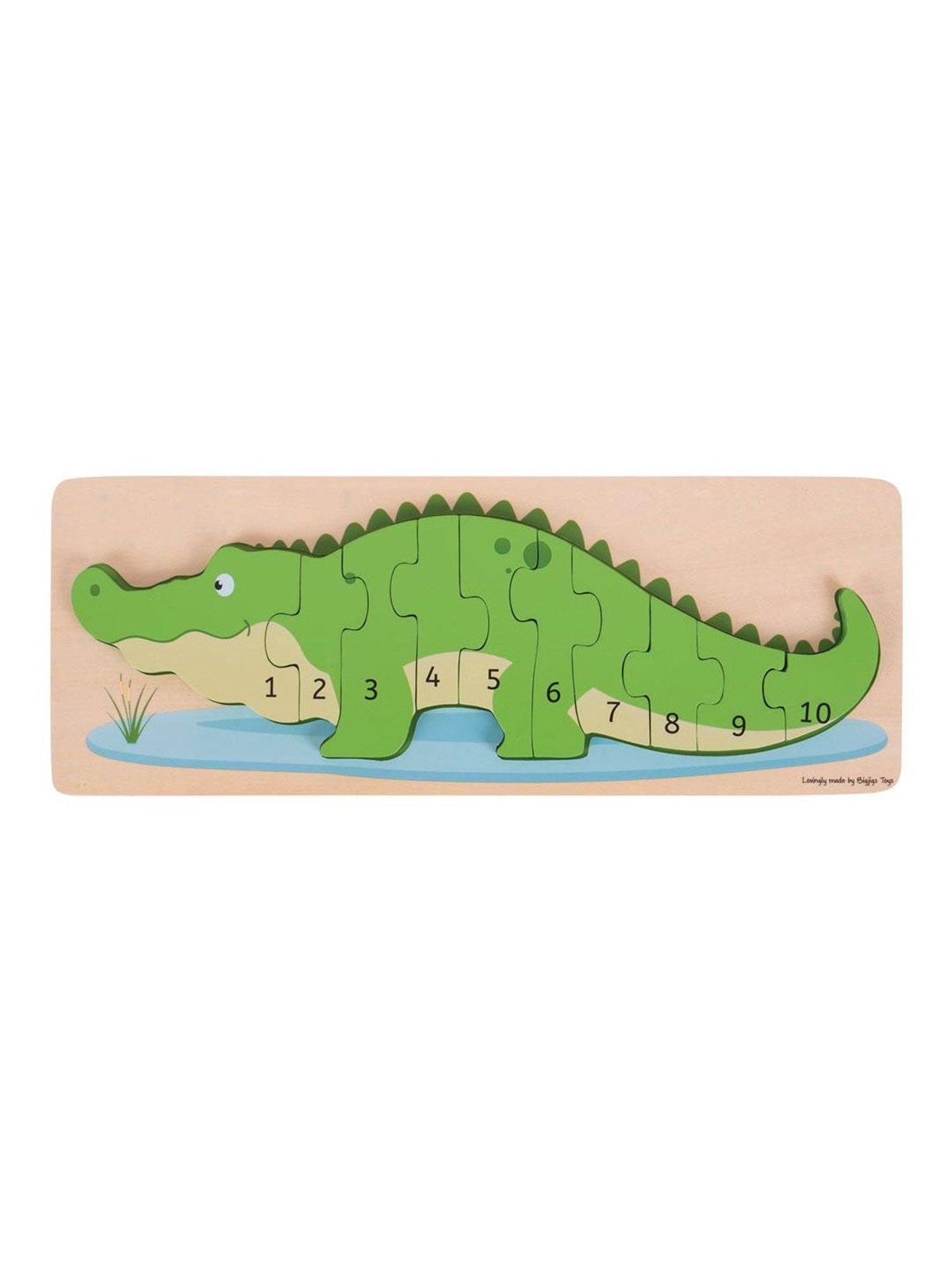 Bigjigs Wooden Counting Puzzle Crocodile 10 pcs. Holz