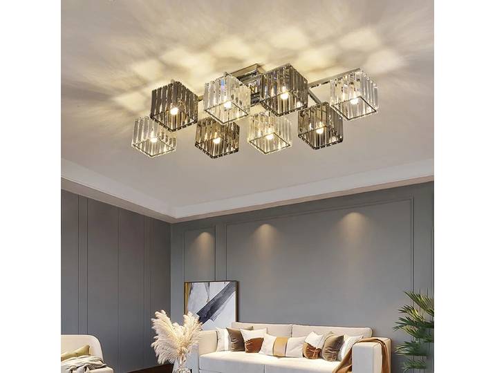 Lustre moderne pour salon, lampe de plafond LED chromée, luminaires, luminaires en cristal K9, éclairage décoratif