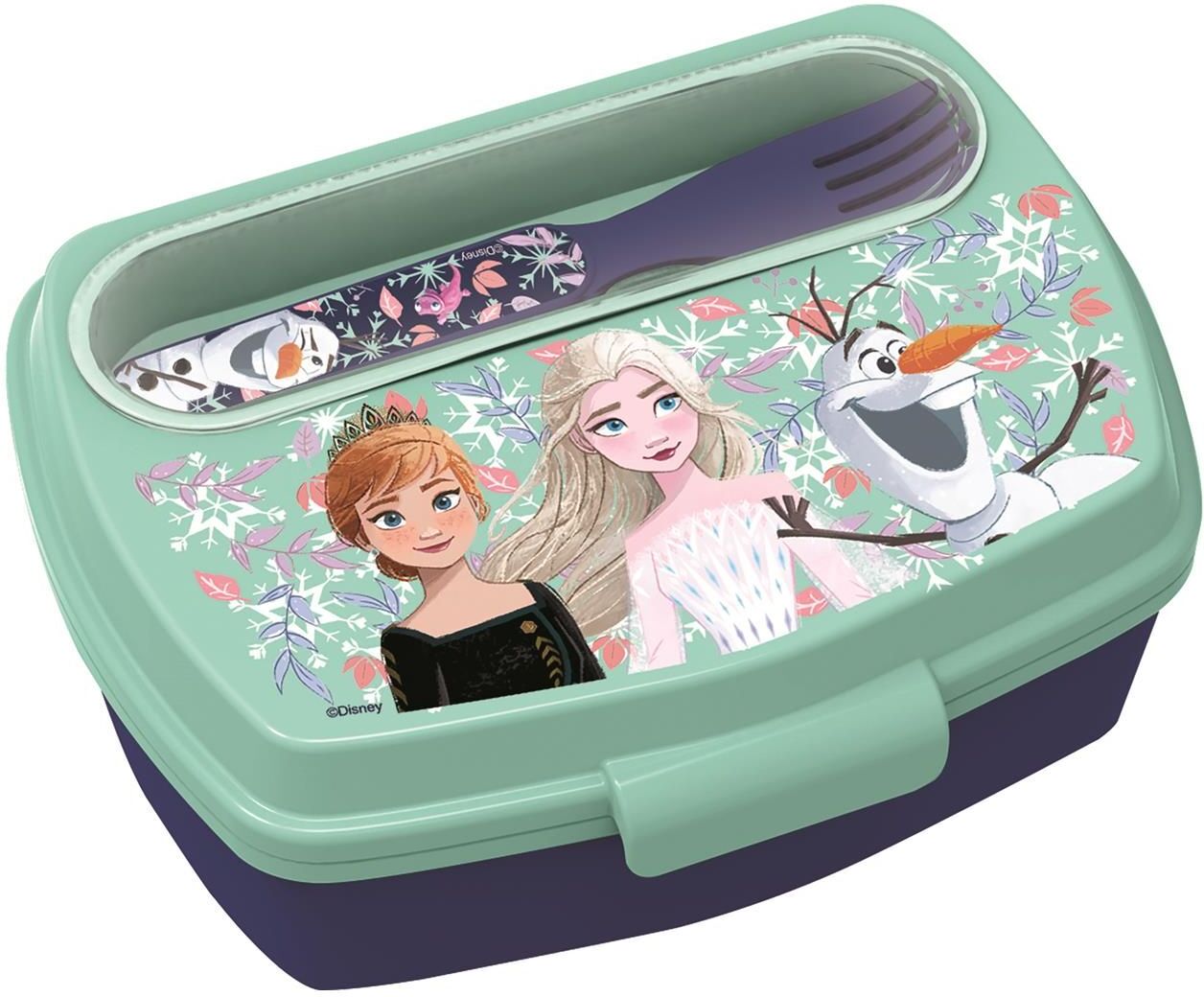 Stor: Frozen Snowy Tale - Funny Sandwich Box With Cutlery (81009)