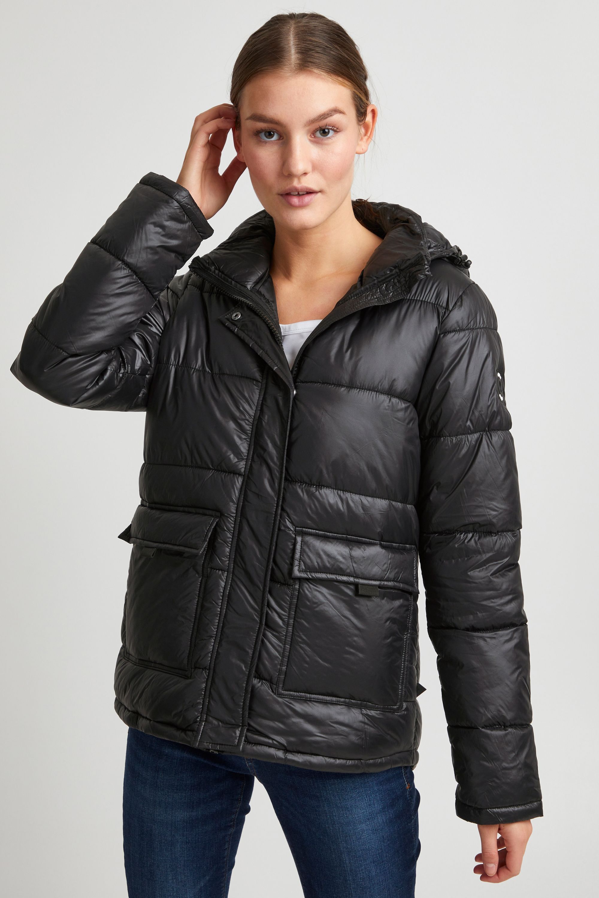 Winterjacke OXMO "Winterjacke OXDilja", Damen, Gr. XXL, schwarz, Obermaterial: 100% Nylon NY., Jacken Winterjacke