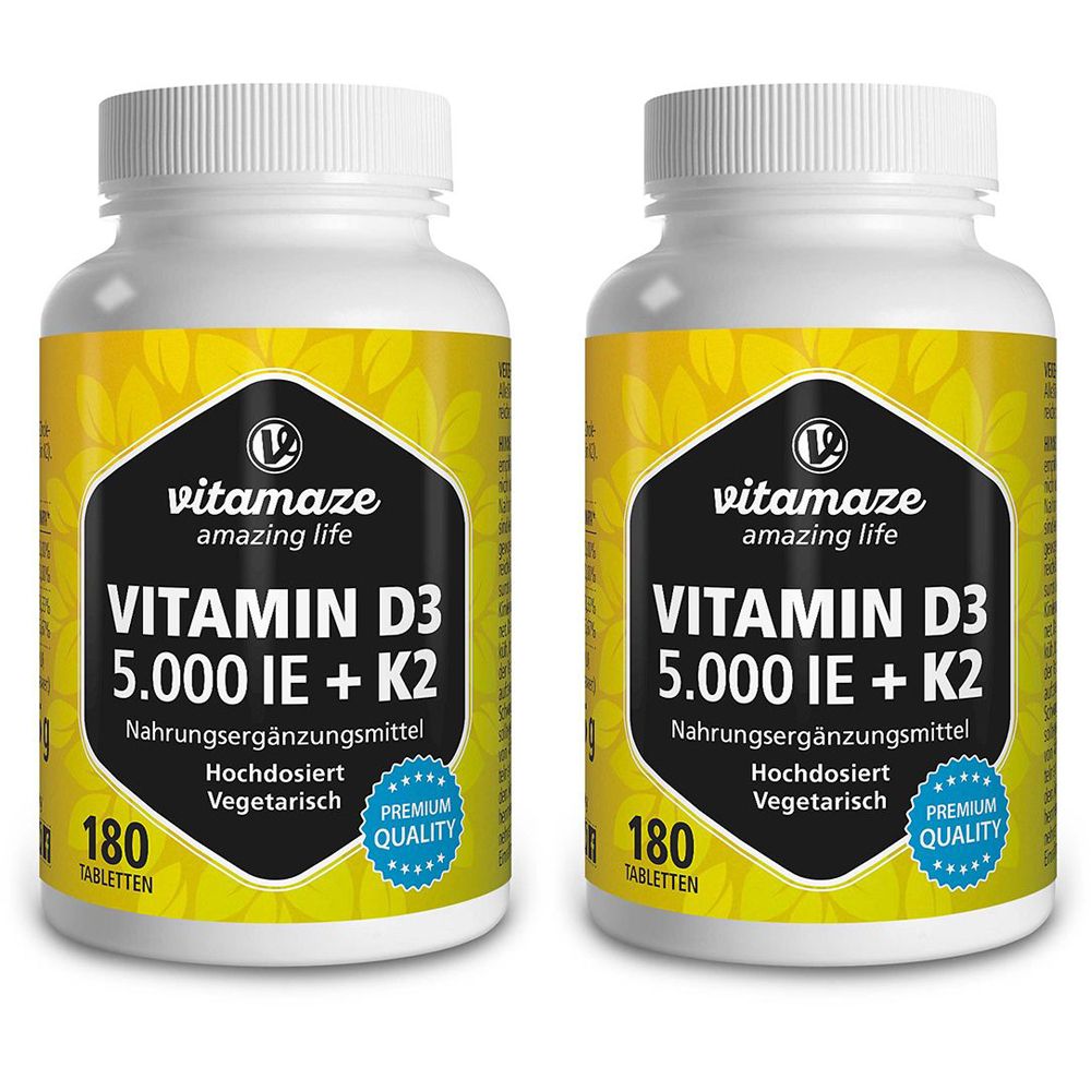 Vitamaze Vitamin D3 5.000 I.e. + K2 Doppelpack 2x180 St Tabletten