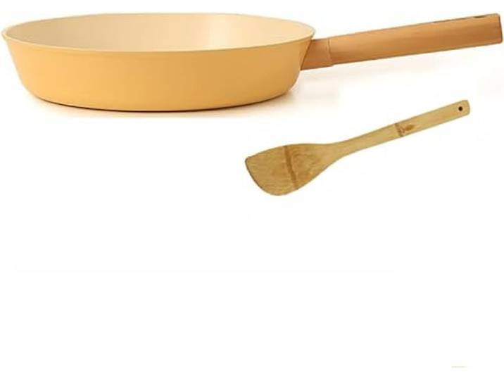LRTYZBD Gelbe Bratpfanne, Keramik, antihaftbeschichtet, zum Braten von Steak/Pfannkuchen/Eiern, Induktionsgas, Universal-Antihaft-Pfanne, 28 cm