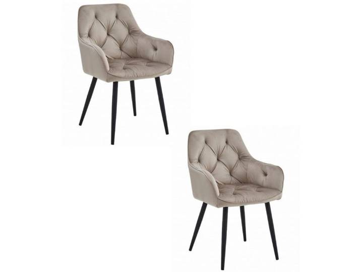 Fauteuil Leobert Chaise JORK - velours beige foncé / pieds noirs x 2