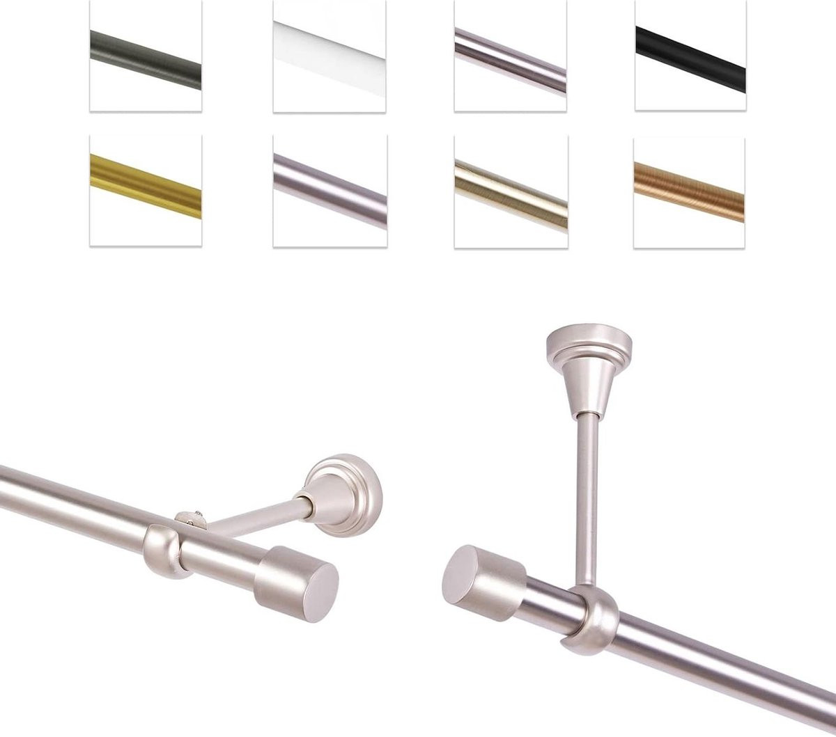 Verstelbare Gordijnroede Enkel - Zilver - 180 cm