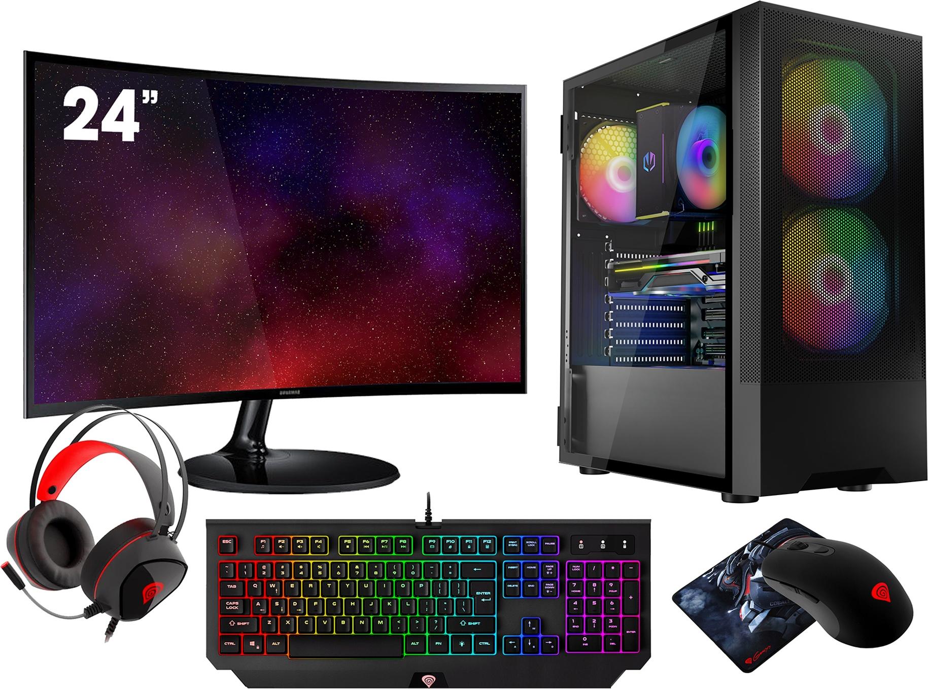 VIST Gaming PC Komplett Set R7 5700G 16GB VEGA8 SSD 1TB WIFI Win11 24"