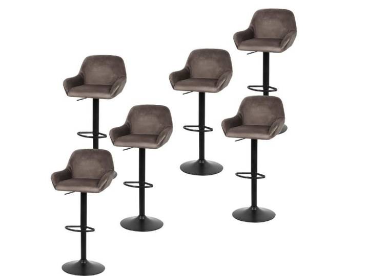 Hauteur réglable Tabouret de bar pivoter à 360° Chaise de bar scandinave - Marron - Tissu