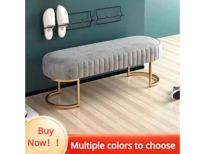 Poufs en tissu nordique, Long canapé, banc de luxe, maison créative, porte, couloir, tabouret à langer, chaise de salle d'essayage