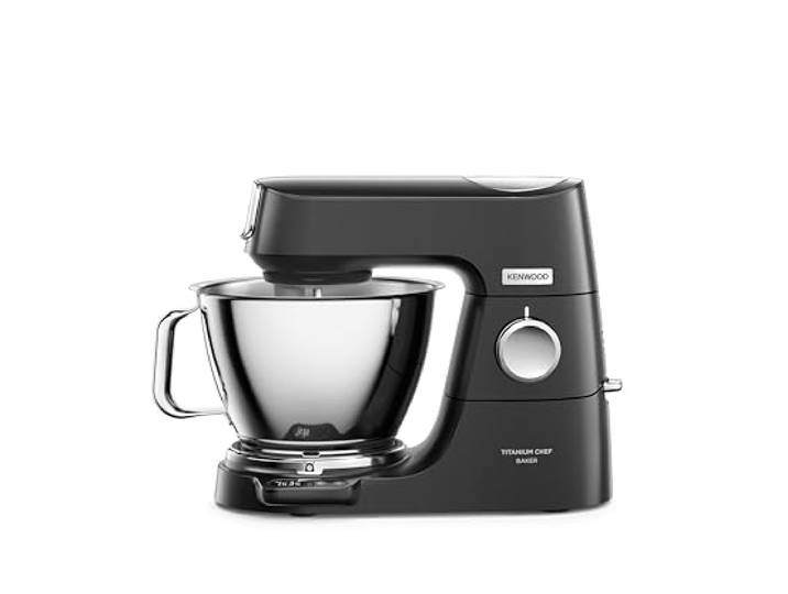 Kenwood KVC85.004.BK Titanium Chef Baker Küchenmaschine mit 2 Schüsseln (5L & 3,5L), 4 Rührelemente, schwarzes Design