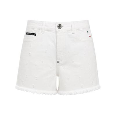 Jeanshotpants PHILIPP PLEIN "Hotpants", Damen, Gr. 26, EURO-Größen, 01so, summersnow, Obermaterial: 100% Baumwolle. Futter: 65% Polyester, 35% Baumwolle, Jeans
