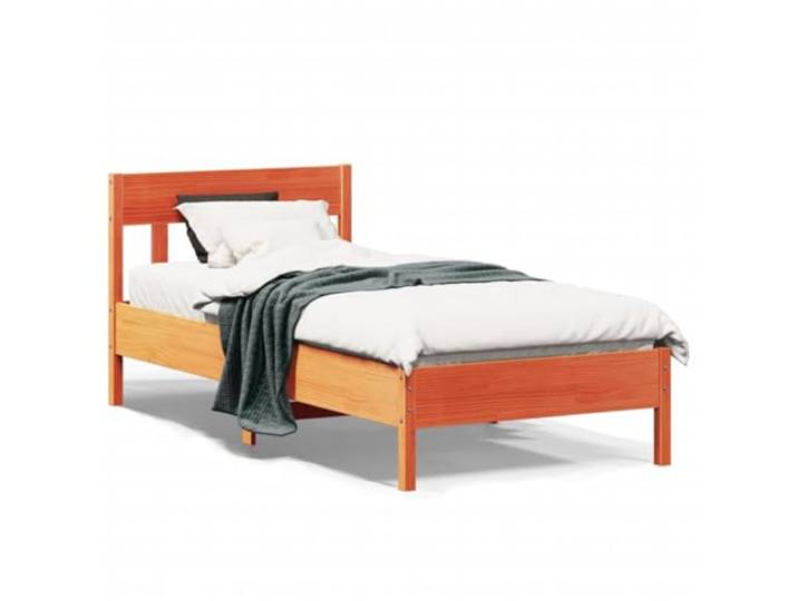 Massives Kiefernholz Lattenrost Stützfunktion 100x200 cm Braun Massivholzbett ohne Matratze Wachsbraun 100x200 Kiefernholz Stabil Bettgestell Lattenrost Schlafzimmer