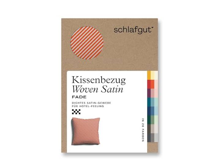 schlafgut Woven Fade Satin Kissenbezug 40x40 cm gestreift, Red Fade