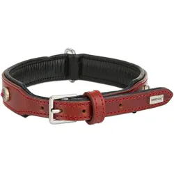 Barry King Obroża skórzana, S: 39-46 cm/26 mm, czerwony/czarny (S, Hund), Halsband + Leine