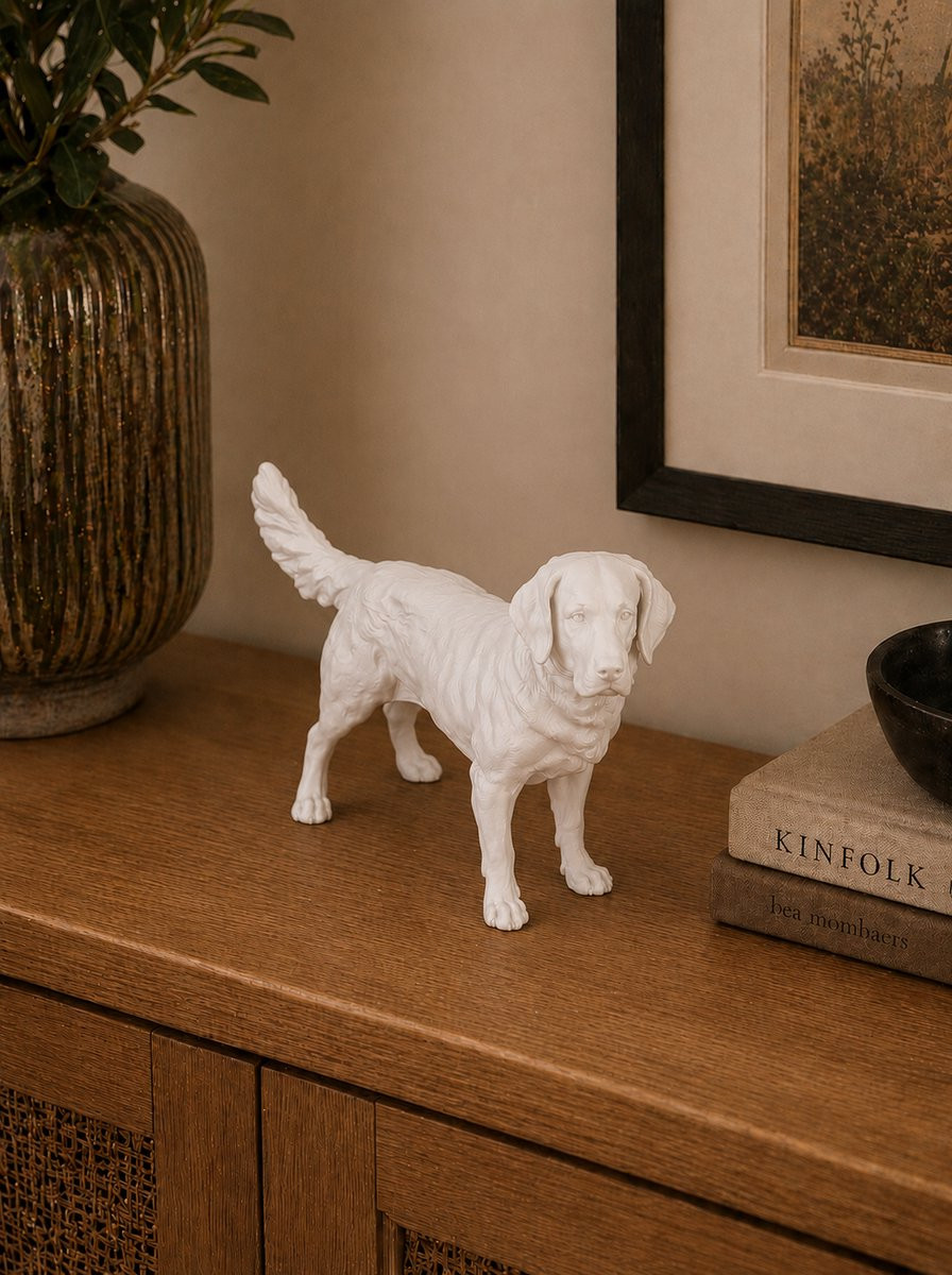 Decoratief wit hondenbeeldje Kleine Münsterlander 3D-geprint