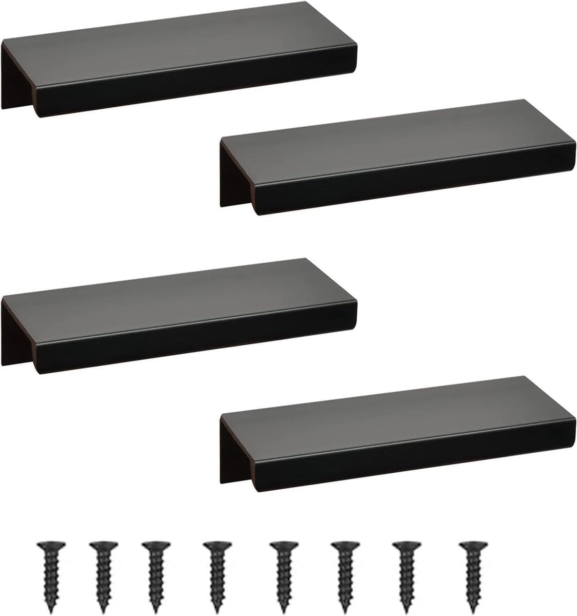 Verborgen Aluminium Ladehandgrepen voor Meubels - Set van 4 - Zwart - 12 cm