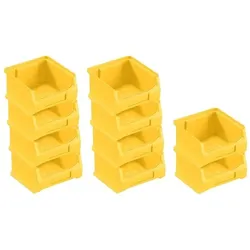 PROREGAL 10x Gelbe Sichtlagerbox 1.0 | HxBxT 6x10x10cm | 0,4 Liter | Sichtlagerbehälter, Sichtlagerkasten, Sichtlagerkastensortiment